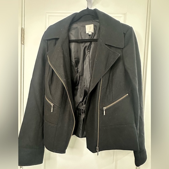 Halogen Wool Blend Woven Moto Style Jacket, Size M - Picture 2 of 5